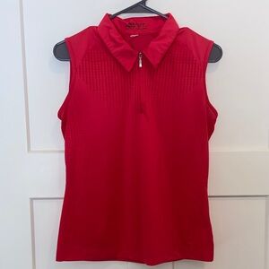 M Nike Golf center Sleeveless Coral  Zip-Front Polo Top